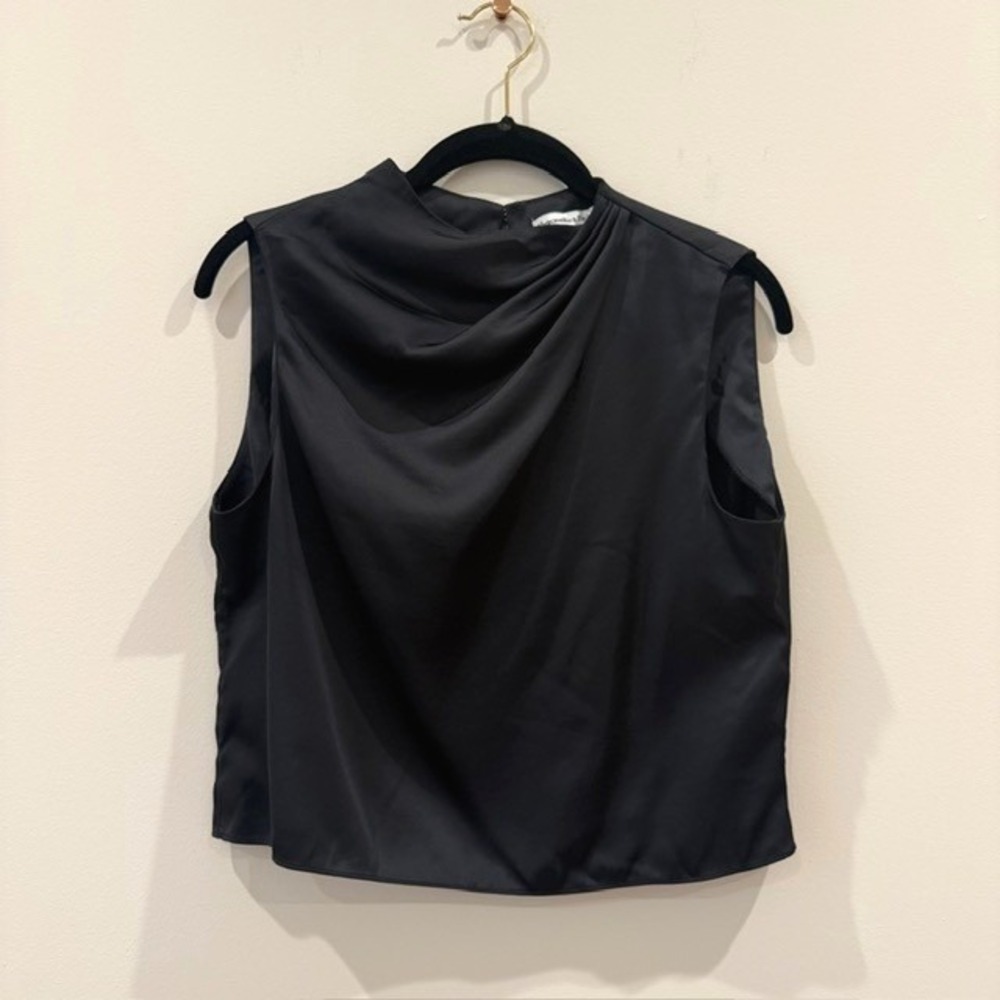 Abercrombie & Fitch Satin High-Neck Draped Cowl Top Whimsigoth Blouse | Size S - Picture 3 of 7